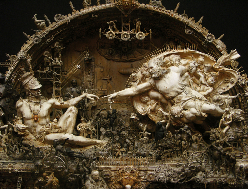 Illustration for article titled Kris Kuksi's Beautiful Art is Made From the Bones of Dead Model Kits